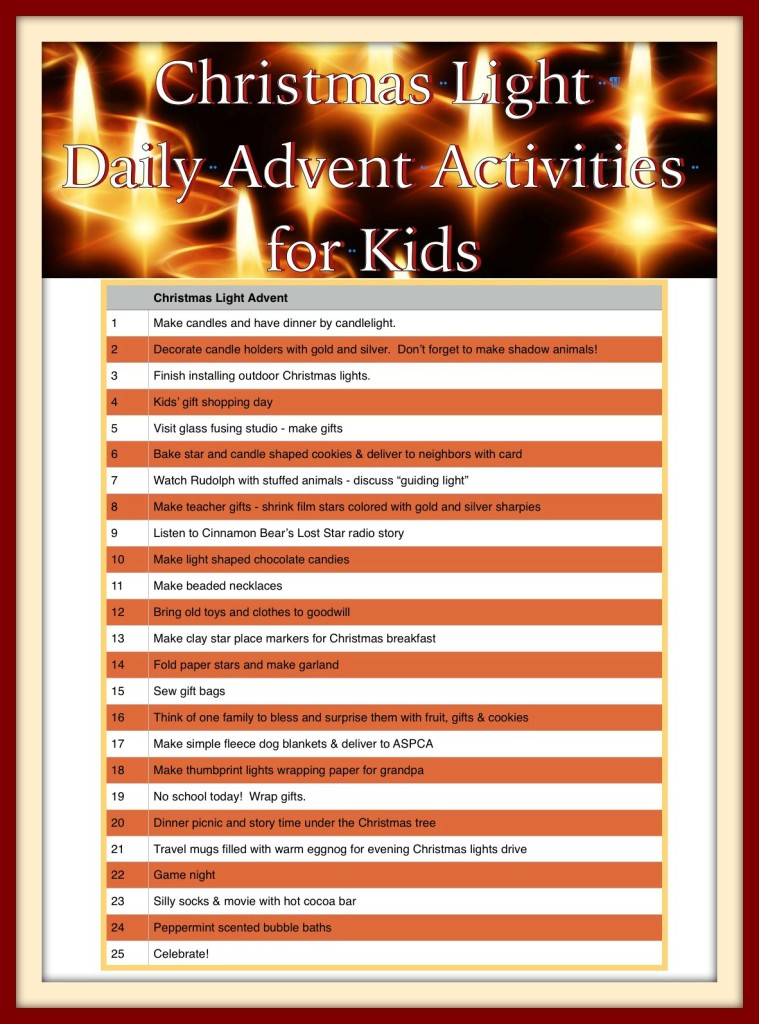 christmas light advent list